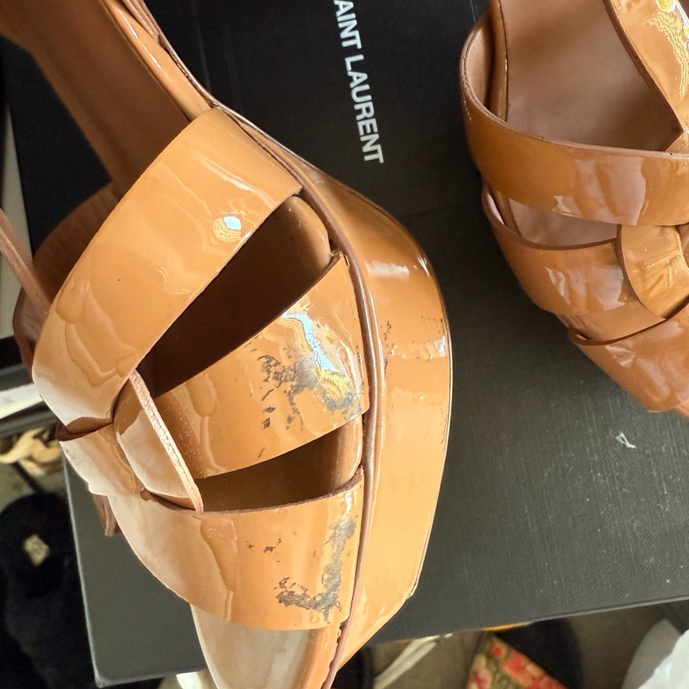 Saint Laurent Brown Leather Women's Sandals - Picture 2 of 4